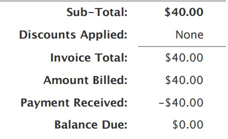 Self-Service Invoice Totals