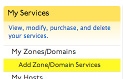 Add Zone/Domain Services