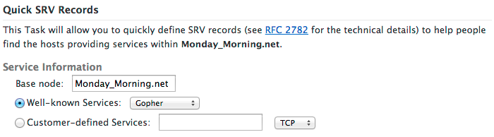 Quick SRV Records - Service Information