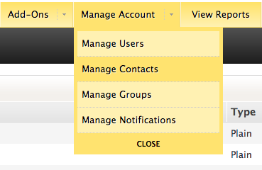 Manage account menu