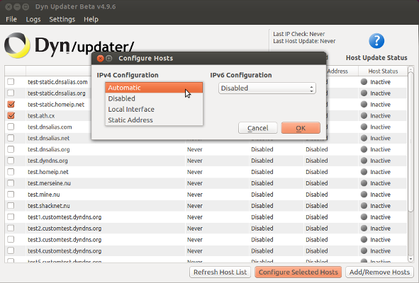 Figure 8: Configure the selected hosts.