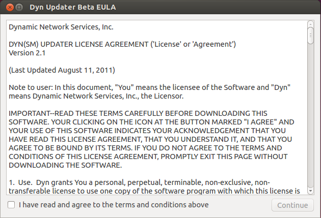 Figure 4: The End User License Agreement.