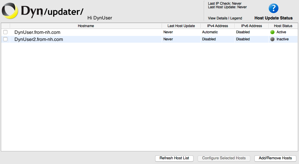 Dyn Updater Main Page