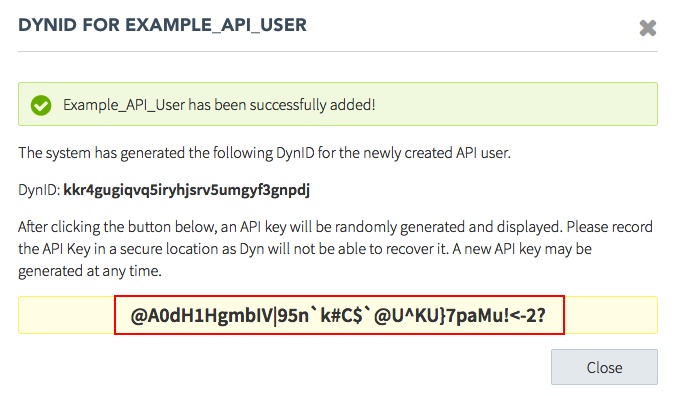API Key Generated