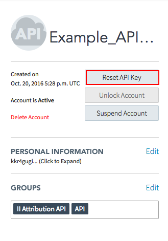 Click Reset API Key