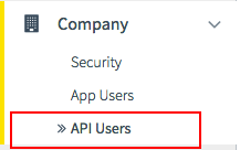 API Users menu item